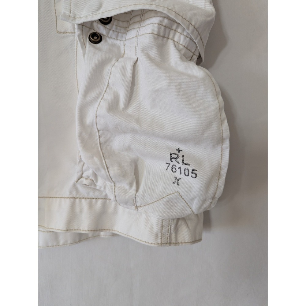 Vintage Polo Ralph Lauren Mens Cargo Shorts White Cotton Size 42 Drawstring - Picture 3 of 14